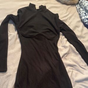 Fashion Nova Black Cutout Long Sleeve Dress